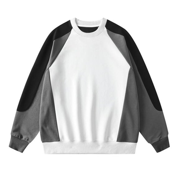 VSSSJ Men's Color Block Sweatshirt Relaxed Fit Crewneck Long Sleeve Casual Comfy Fashion Patchwork Pullover Sports Tops Black S