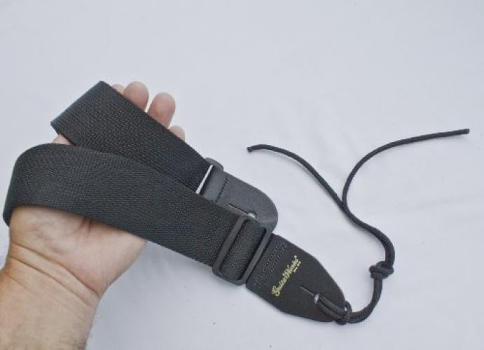 Iumer Guitar Strap Black Nylon with Solid Leather Ends & Heavy Duty Tie Lace accommodate 3 paddles,without paddles