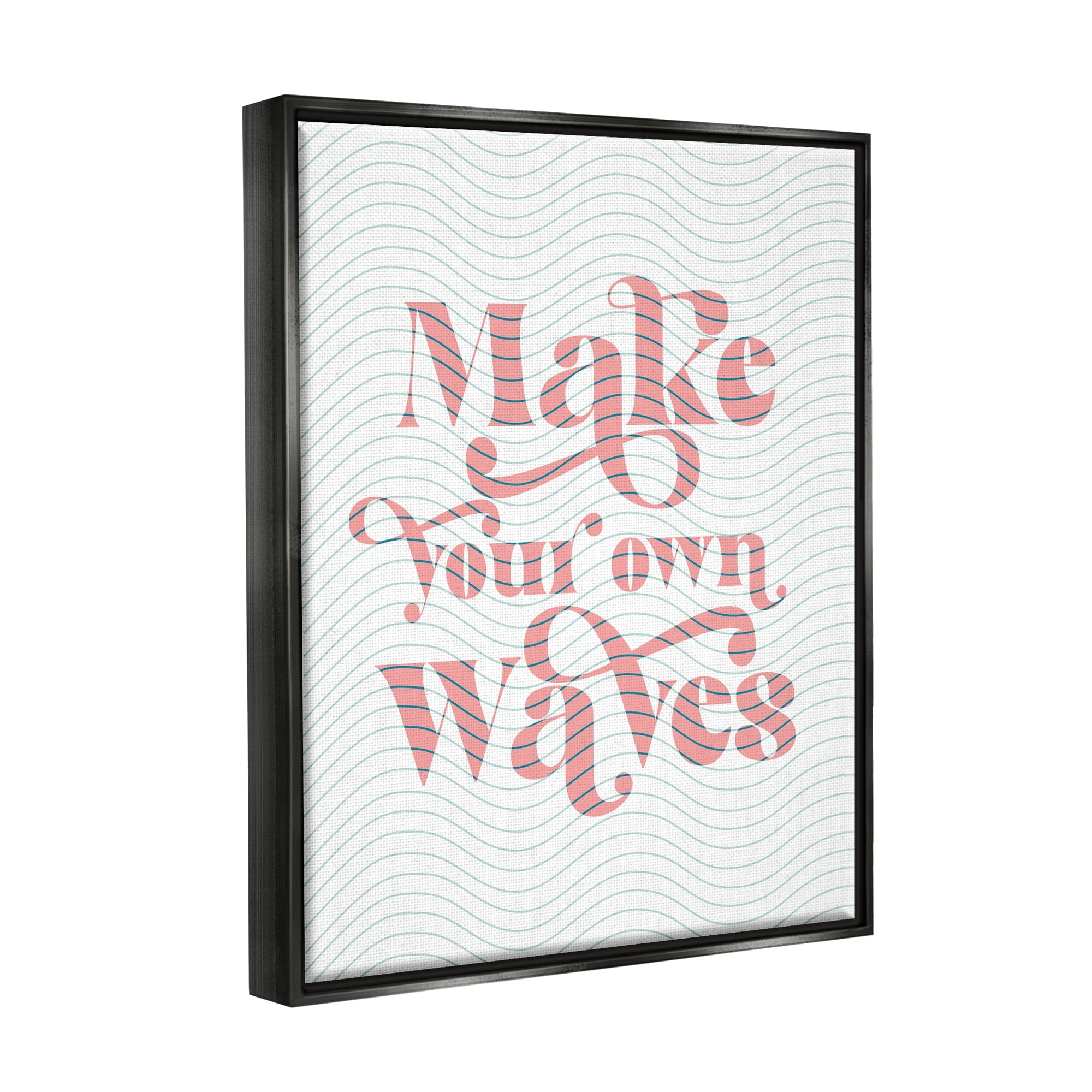 Stupell Industries Make Your Own Waves Groovy Patterned Stripes Graphic Art Jet Black Floating Framed Canvas Print Wall Art, Design by Daphne Polselli