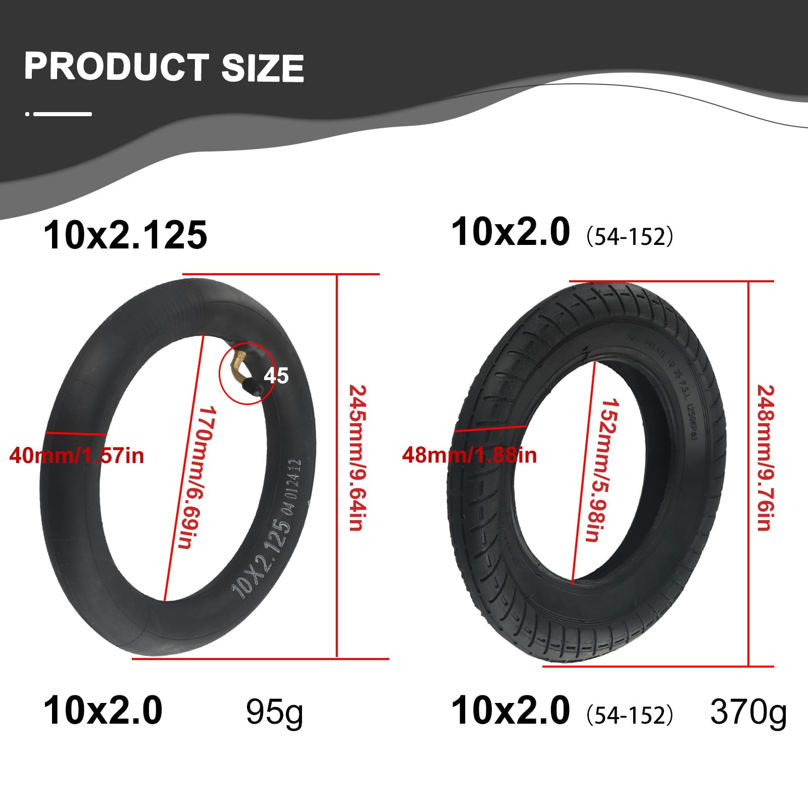 Baby Stroller Wheel Tyre Rubber Outer And Inner Tyre Stroller Parts 10X2.0 Scooter Tires Thickened Scooters Parts Accessories