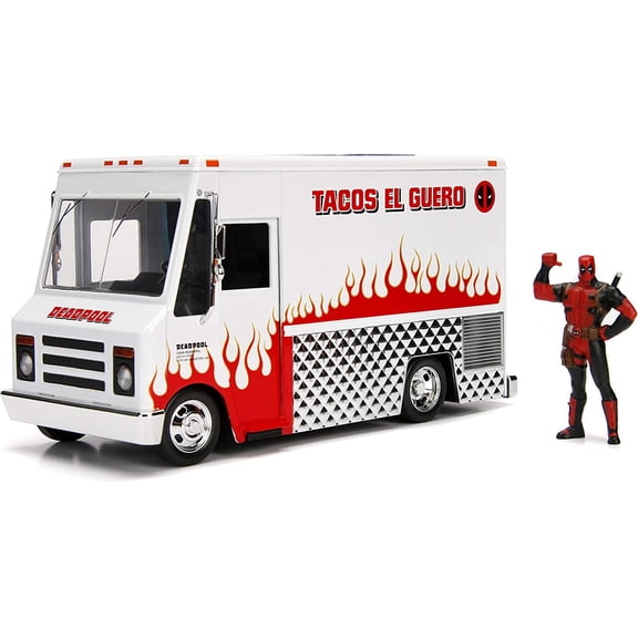 Jada Toys Metals Die Cast Deadpool Taco Truck with Figure 1:24 Scale