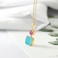 thumbnail image 4 of Gem Stone King 18K Yellow Gold Plated Silver Green Turquoise and Pink Created Sapphire Pendant Necklace for Women (4.00 Cttw, Gemstone Birthstone, Cushion 10MM, Round 6MM), 4 of 4