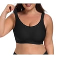 thumbnail image 2 of Qylux Women's Wireless Comfort Bras - Seamless Full Coverage Everyday T-Shirt Bra - Plus Size Soft Padded Bralette,Black,M, 2 of 10