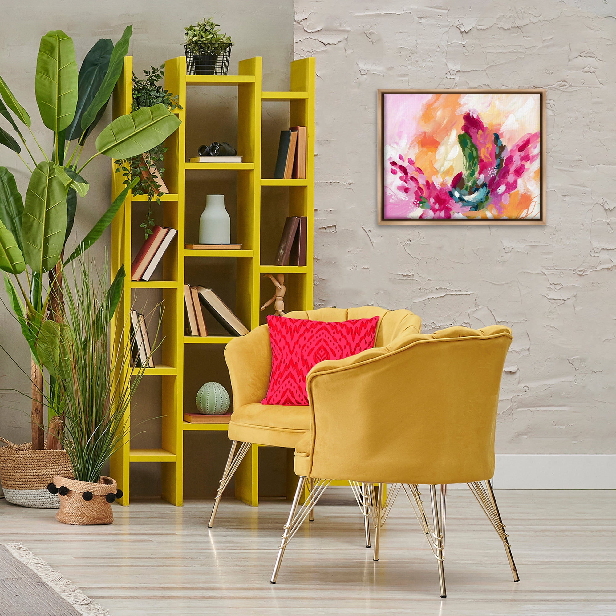 Stupell Industries Tropical Punch Abstraction Abstract Painting Brown Floater Framed Canvas Art Print Wall Art, 21 x 17