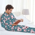 thumbnail image 6 of Sikiie Funny Pig Faces Mens Pajama Set, Soft Warm Long Sleeve Sleepwear, Cozy Button-Down Pjs for Men-Large, 6 of 7