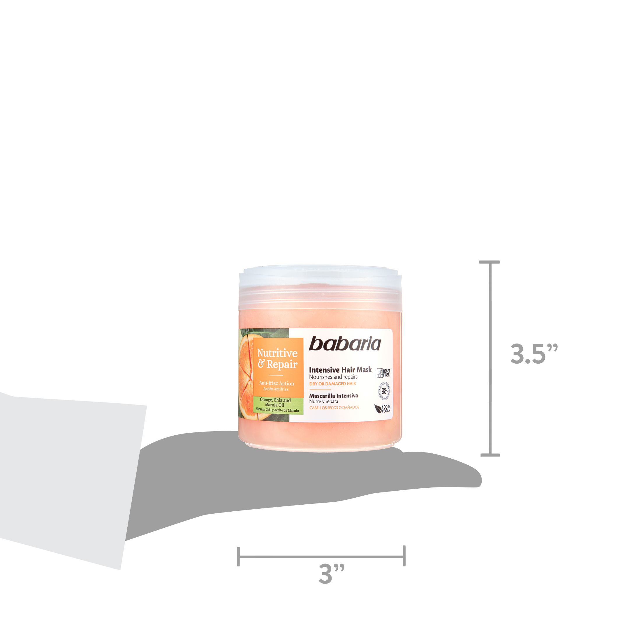 Babaria Moisturizing, Frizz Control Nutritive and Repair Hair Mask with Chia, Orange & Marula Oil, 13.5 fl oz