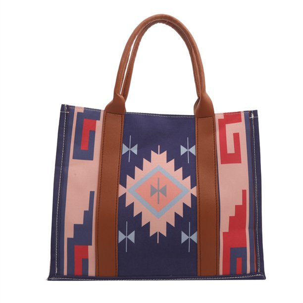 Bolso bohemio vibrante con estampado geométrico único, bolso de mensajero vintage para mujer