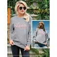 thumbnail image 5 of QAFOPEH Women Love Peach Heart Printed Crew Neck Long Sleeve Sweatshirt, 5 of 7