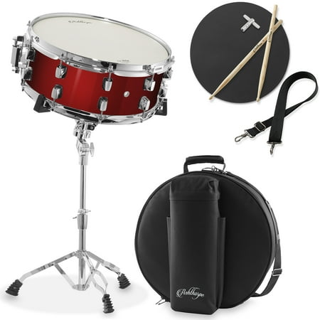 Ashthorpe Snare Drum with Remo Head - Red, Beginner Kit with Stand and Gig Bag