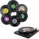 thumbnail image 1 of Posavasos musicales con soporte para tocadiscos de vinilo, juego de 6 posavasos para bebidas para amantes de la música, 1 of 5