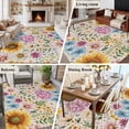 thumbnail image 5 of Area Rug for Living Room, Sunflower Vintage Non-Slip Indoor Large Carpet for Bedroom/Dining Room, Colorful Flowers Summer Botanical Retro Art Washable Low-Profile Floor Runner Rugs - 5 x 8 Ft, 5 of 7