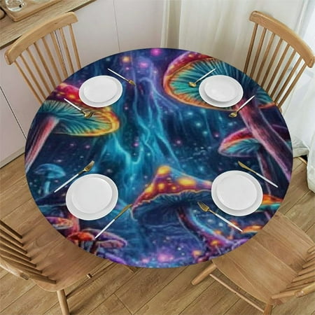 

Sheronv Mushrooms Forest Psychedelic Art Round Table Cover Stain Resistant Washable Indoor Outdoor Kitchen Dining Wedding Parties 100% Polyester Waterproof Picnic Dining Kitchen Farmhouse 42 -46