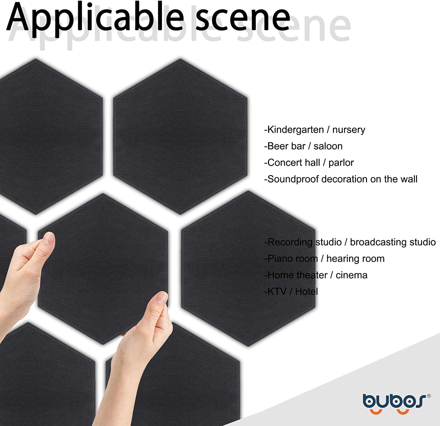 BUBOS 12 Pack Hexagon Acoustic Panels Soundproof Wall Panels,14 X 13 X 0.4Inches Sound Absorbing Panels Acoustical Wall Panels Home Studio,Silver Grey Office Acoustic Treatment for Recording Studio 