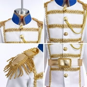 IBTOM CASTLE Boys Prince Charming Costume Halloween Cosplay Dress up Birthday Party Medieval Royal Prince Outfits for Toddler Child 10-12 Years Blue 4pcs