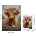 thumbnail image 2 of Highland Cow With Flower Oil Painting 500-Piece Puzzle for Adults - High-Quality Puzzle for Enjoyment,Wooden, 2 of 8
