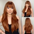 thumbnail image 1 of Peluca larga recta negra con flequillo para mujer, suave y cómodo Natural pelo sintético, pelucas de fiesta diarias, fibra de alta temperatura, 1 of 4