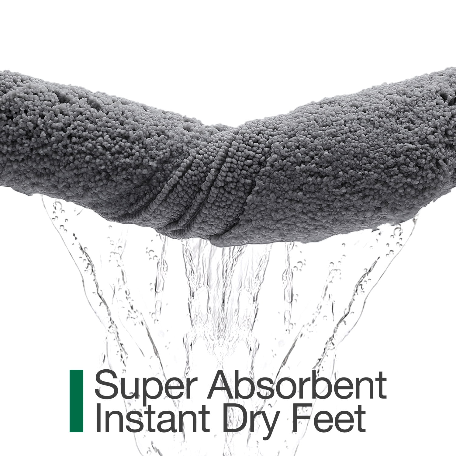 FRABE Non Slip Bathroom Rug with Rubber Backing, Ultra Absorbent Quick Dry Microfiber Bath Mat, Machine Washable, Dark Grey, 24"x36"