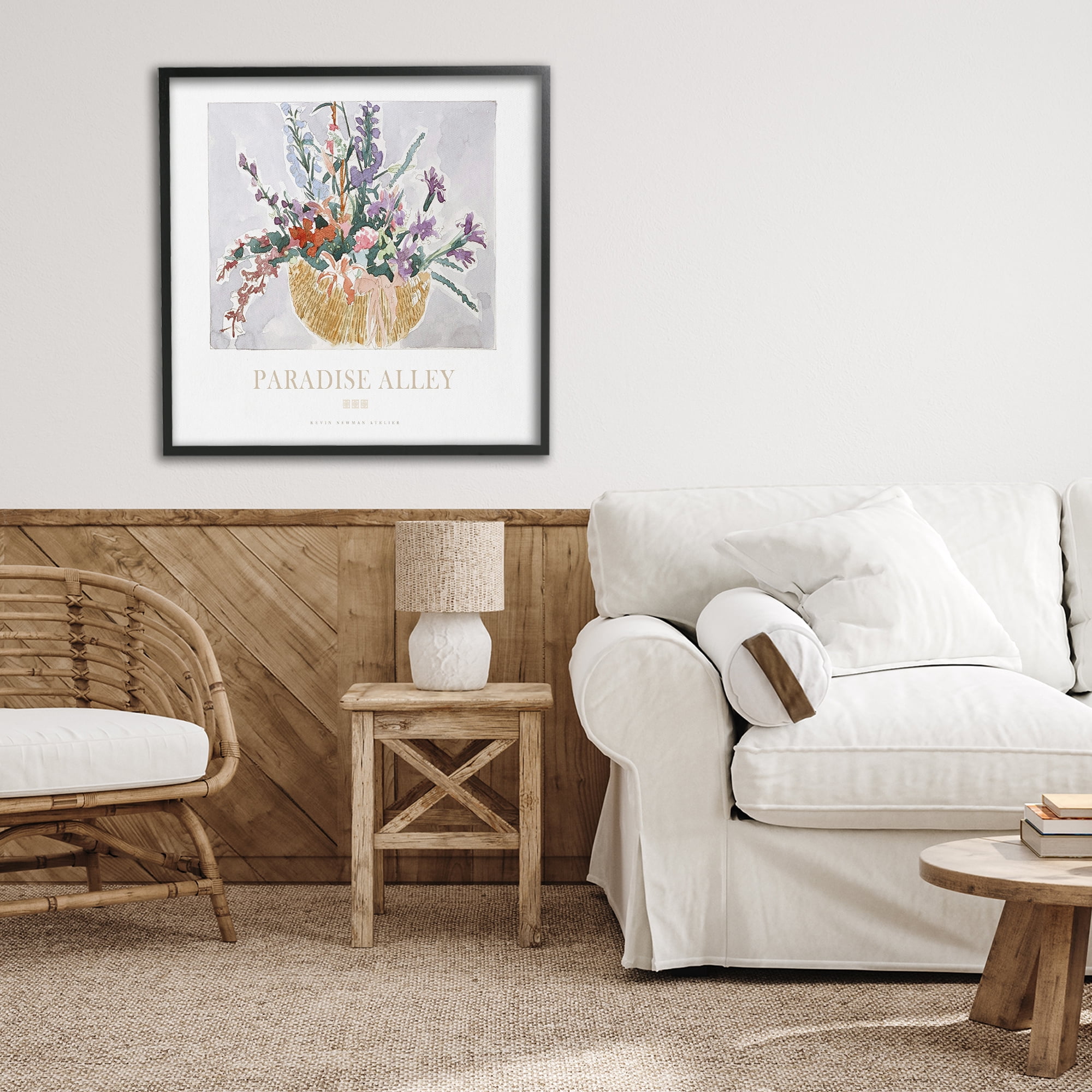 Stupell Industries Paradise Alley Basket of Flowers Black Framed Giclee Art, design by Jadei Graphics