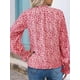 thumbnail image 4 of Blusa de Estilo Bohemio con Cuello en V y Mangas Largas, Estilo Floral, Informal, Holgada, de Verano, con Mangas Abullonadas para Mujer. Rojo M, 4 of 6