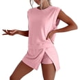 thumbnail image 3 of ibiyuan Women Summer Outfits Women's Casual Summer Two Piece Shorts Suit Sleeveless Outfit Pure Color Comfortable Daily Wear Set, 3 of 10
