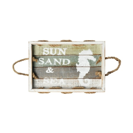 

Elements Sun Sand and Sea horse Wood Tray 14-inch Assorted