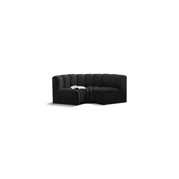 Meridian Furniture Arc Black Velvet Modular Sectional