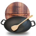 thumbnail image 1 of Keleday Wok De Hierro Fundido De 14 Pulgadas Con Tapa Woks Y Sartenes Para Saltear Pre-Sazonados Antiadherentes Con 2 Asas Wok De Hierro Fundido Hecho A Mano Chino Sin Recubrimiento Adecuado Para Toda, 1 of 5