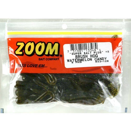 Lot 3 Zoom Bait 022-005 Brush Hog Softbaits 6" Junebug 10 PK Fish Soft Plastic