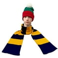 thumbnail image 4 of Knit Winter Rugby Striped Scarf for Men & Women - Stay Warm & Stylish (Navy/ Gold) -1 Pack, 4 of 7