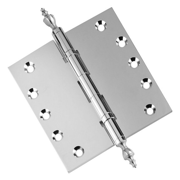 EMBASSY Door Hinge 5 x 5 Solid Brass Polished Chrome with Urn Tips
