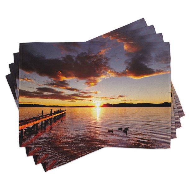Coastal Placemats Set of 4 Lake Rotorua Dramatic Sunrise North Island