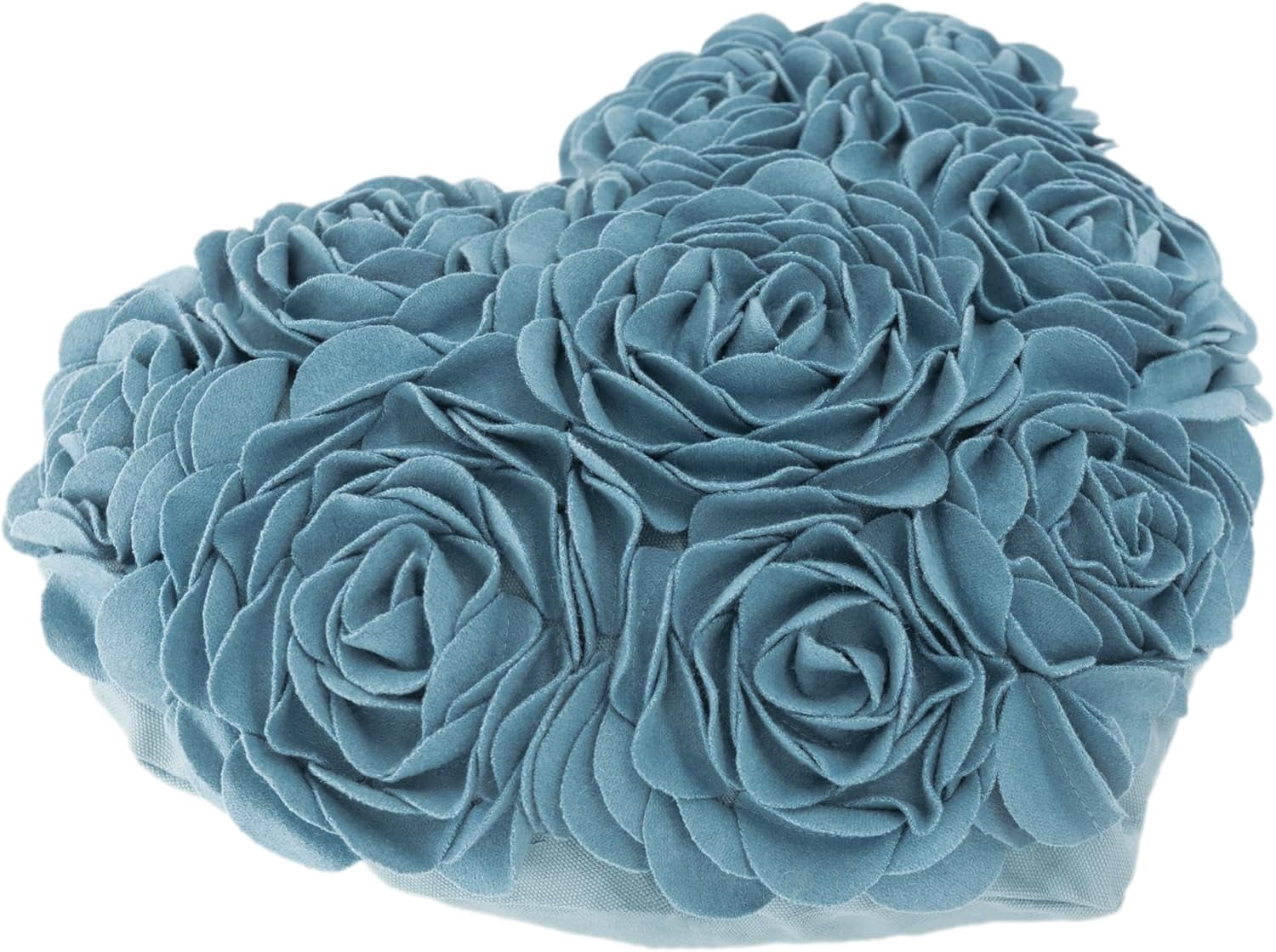 JWH 3D Flower Decorative Valentine's Day Gift for Her Heart Accent Pillow Case with Insert 14x16 inch Teal Blue