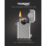 Swiss Retro Brass Kerosene Lighter,Automatic Ignition, Refillable, Soft-Flame, Safety Lock, Grinding Wheel, Engraving, Luxury, Collectible, Mens Gift, Thorens Gen 1 Single Claw Plum Pattern