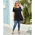 thumbnail image 5 of VEPKUL Womens Plus Size Casual Tops Crewneck Short Sleeve Shirt Floral Blouses Tunic Tops Black 3X, 5 of 8