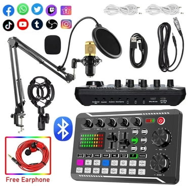 Condenser Microphone Bundle, Audio Mixer BM-800 Podcast Microphone with Voice Changer, Studio Equipment for Laptop Computer Vlog Living Broadcast Live Streaming YouTube TikTok