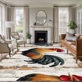 thumbnail image 2 of Retro Rooster Large Area Rugs 5x8 ft Watercolor Wooden Grain Washable Rug Non Slip Indoor Carpet Absorbent Floor Mat for Living Room Bedroom Dining Room, 2 of 9