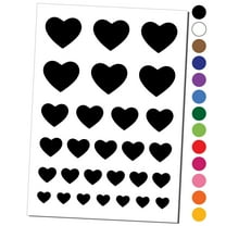 Heart Solid Water Resistant Temporary Tattoo Set Fake Body Art Collection - Dark Green