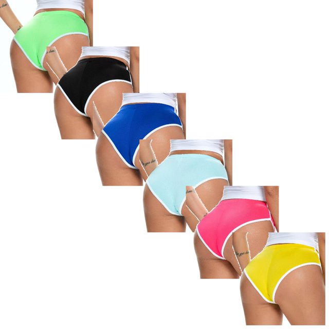 Calzones Para Mujer Pantalones Cortos Deportivos Elásticos De Moda Para Mujer, Pantalones Cortos De Yoga Elásticos De Verano * 6 Piezas