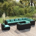 thumbnail image 1 of vidaXL 10 Piece Garden Lounge Set with Cushions Poly Rattan Black, 1 of 4