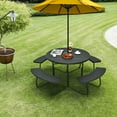 thumbnail image 3 of Resenkos 8-Person Outdoor Picnic Table and Bench Set with Umbrella Hole-Black for Patio Back Deck, Balcany, Poolside, 3 of 6