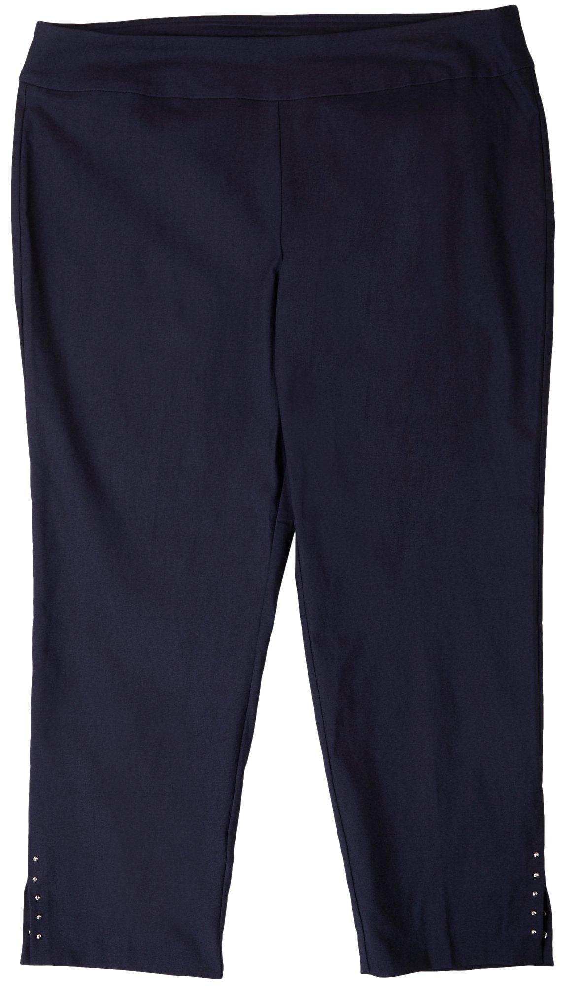 Counterparts Plus Solid PullOn Rivet Ankle Pants 18W Dark denim