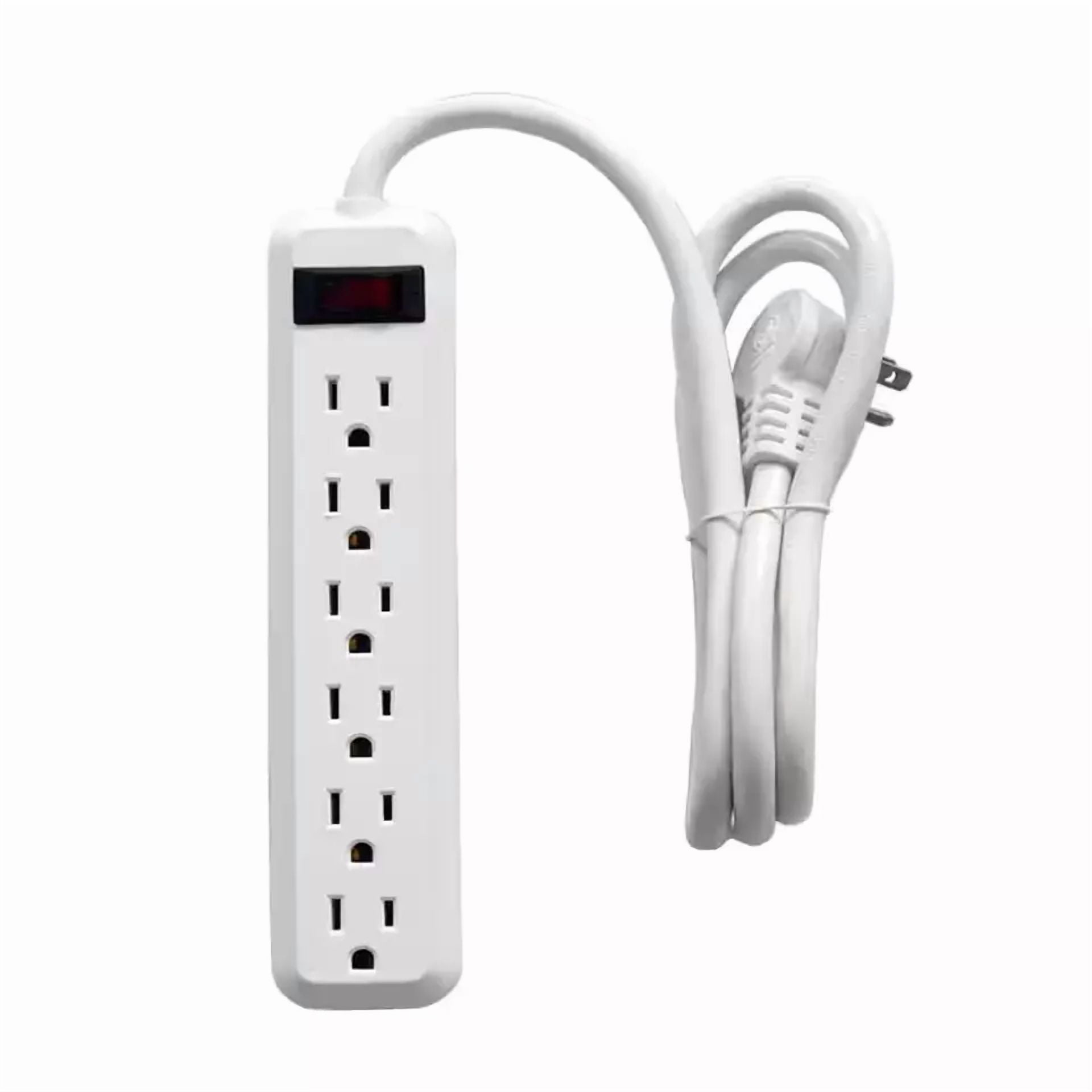 CRESTIN- New 6-Outlet Power Strip 2-Pack With 4Ft Cord, Right Angle Plug Perfect For Home