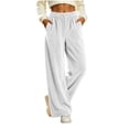 thumbnail image 4 of cocolona Womens Winter Casual Loose Velour Pants Elastic Waist Straight Wide Leg Travel Lounge Pants with Pockets, 4 of 5