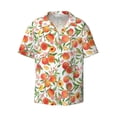 thumbnail image 4 of Uemuo Fruits Peach2 Pattern Cotton Linen Short Sleeve Shirts,Casual Lightweight Button Down Shirts,Vacation Beach Summer Tops-, 4 of 7