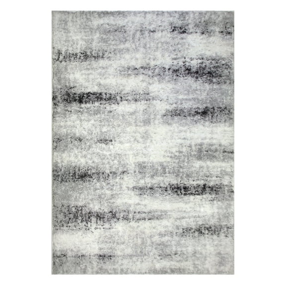594606 Zielle Soft Shag Painterly Modern Rug Gray Area Rug Rectangle 6'7" x 9'6"