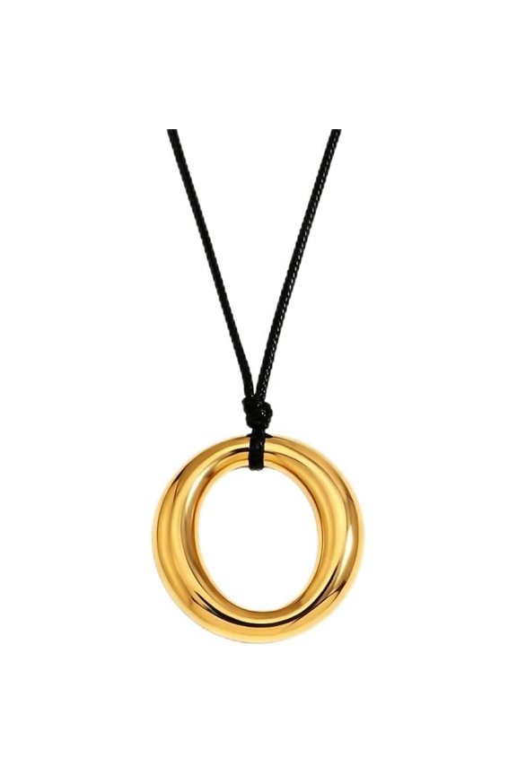 Western Necklaces for Women Cord Long Rope Boho Stainless Steel Circle Pendant Chain Silver Gold Plated Personalized Statement Geometry Simple Jewelry