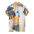 thumbnail image 4 of Yunliwuli Men's Two Piece Beachwear Sets Short Sleeve Lapel Button Up Shirt Tropical Tree Print Shorts Set, 4 of 6