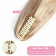 thumbnail image 5 of Benehair Claw Clip On Hair Ponytail 100% Remy Human Hair Extensions Jaw/Claw Clip Pony Tail 18" Soft Highlight Blonde, 5 of 11