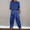 Two piece set-Blue, variant on Homenesgenics 2-Piece Lounge Set Women's Spring and Summer V-Neck Loose Lapel Long Sleeved Shirt Wide Leg Pants Color Set Blue M