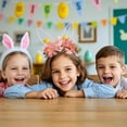 thumbnail image 5 of CoreLiving Easter Bunny Ears Headband Floral Rabbit Ear Headpiece with Furry White Trim and Spring Flowers for Women Girls Easter Party Supplies, 5 of 9